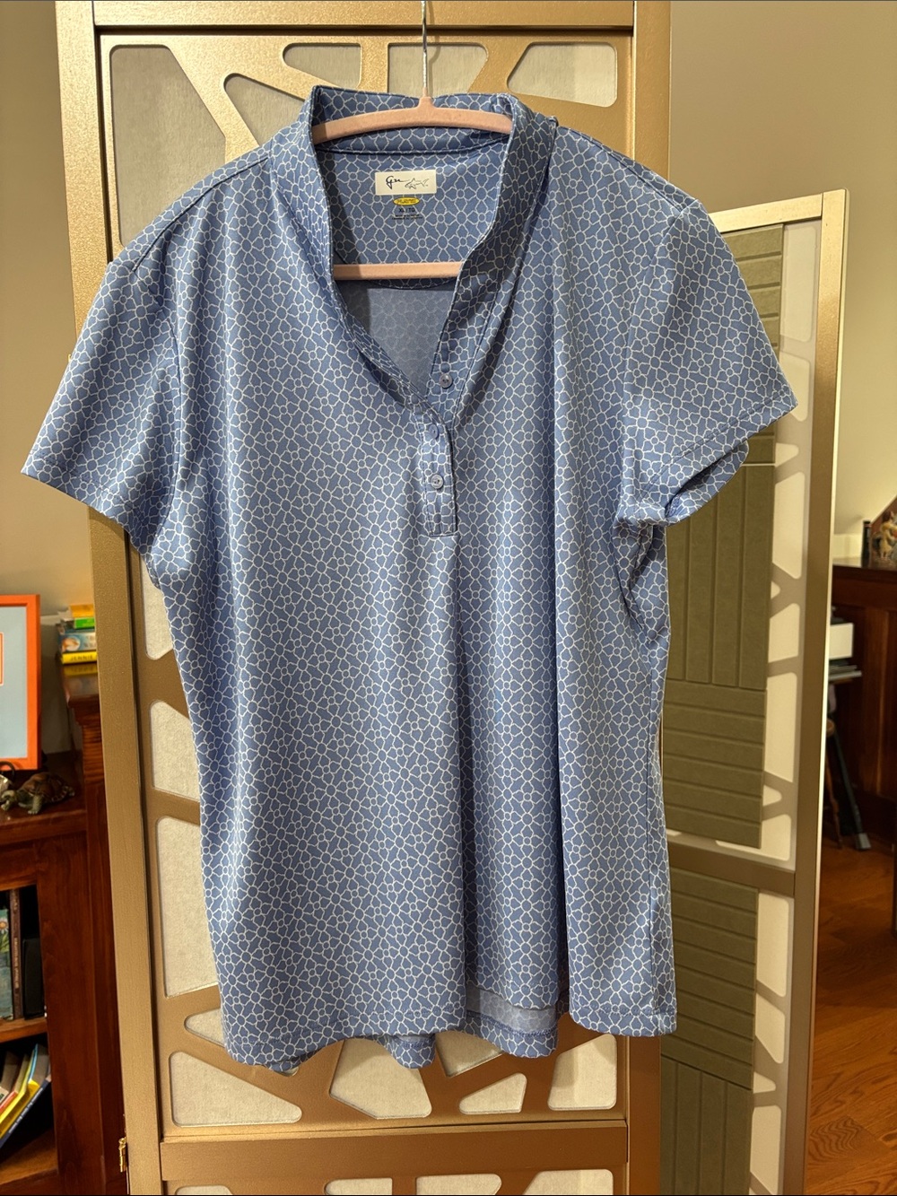 Greg Norman Collection Light Blue Short-Sleeve Henley Tunic